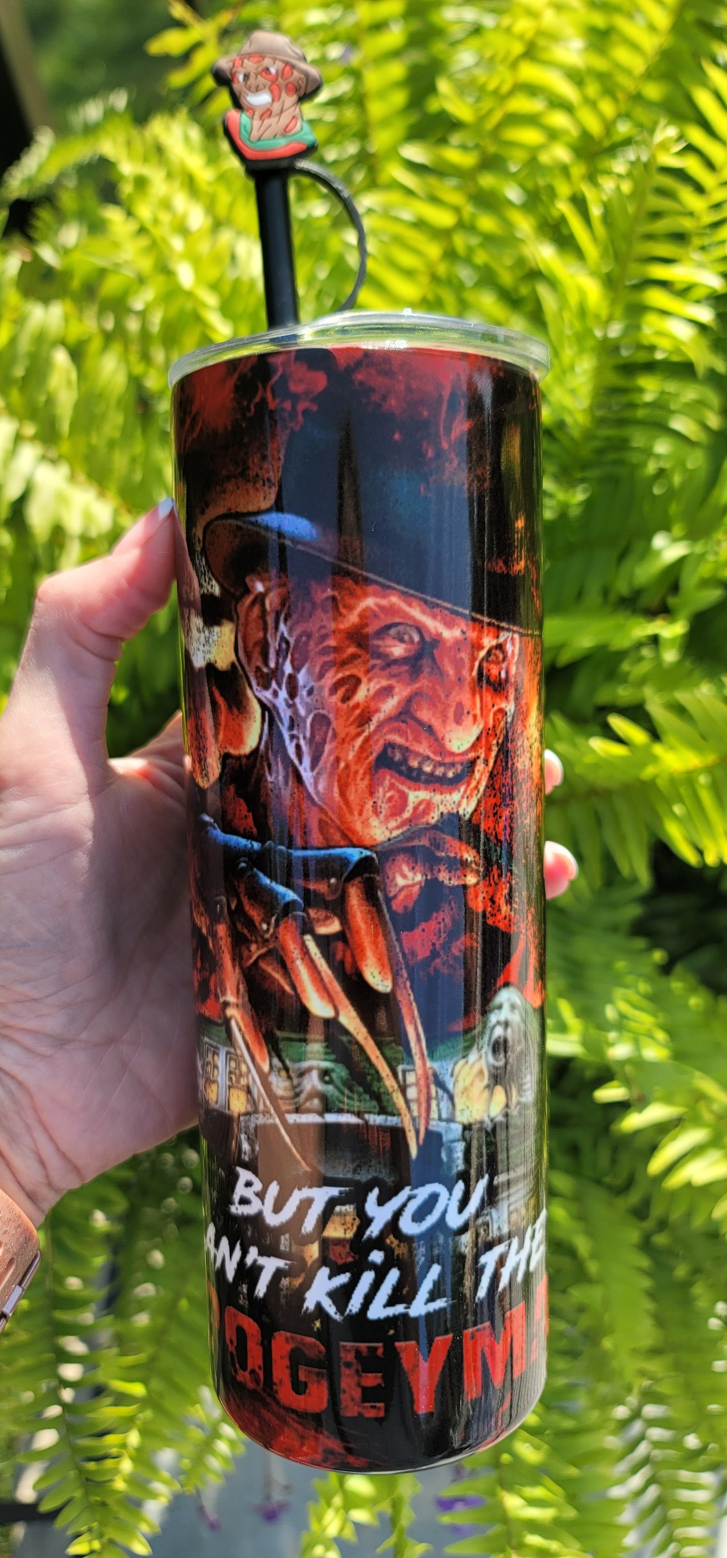 20oz Freddy Kruger Nightmare on Elm Street Stainless Steel Double Walled Tumbler w/straw charm