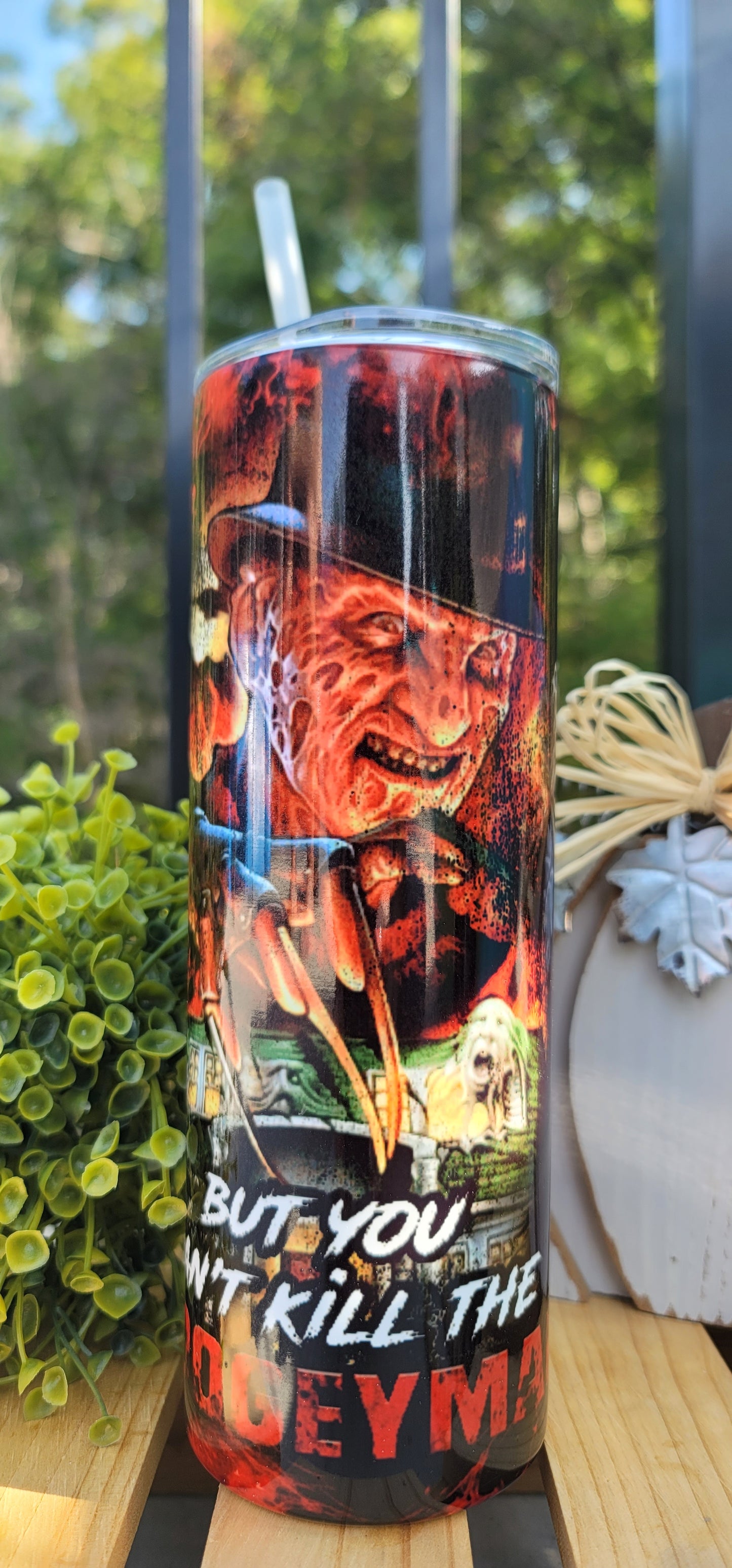 20oz Freddy Nightmare on Elm Street Stainless Steel Double Walled Tumbler w/clear straw