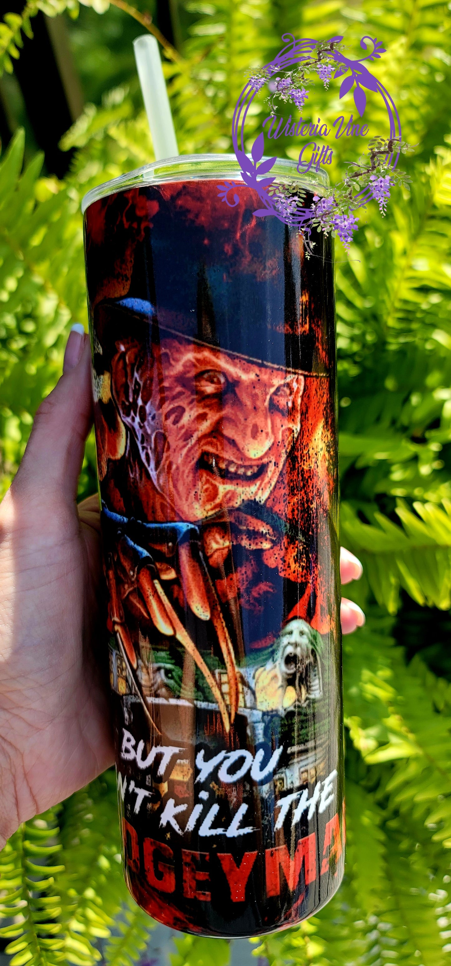 20oz Freddy Nightmare on Elm Street Stainless Steel Double Walled Tumbler w/clear straw