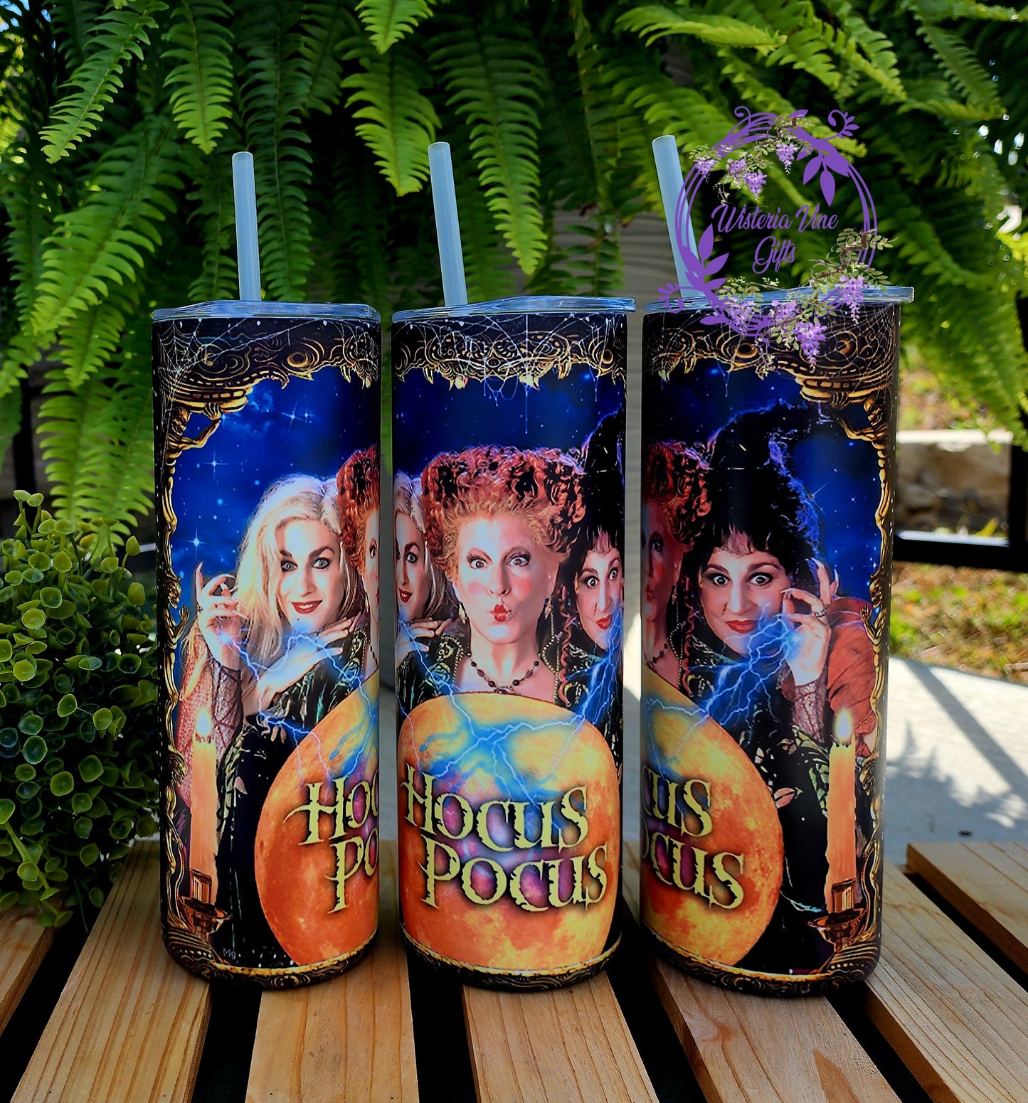 20oz Hocus Pocus (GLOW in the dark) Stainless Steel Double Walled Tumber w/clear straw