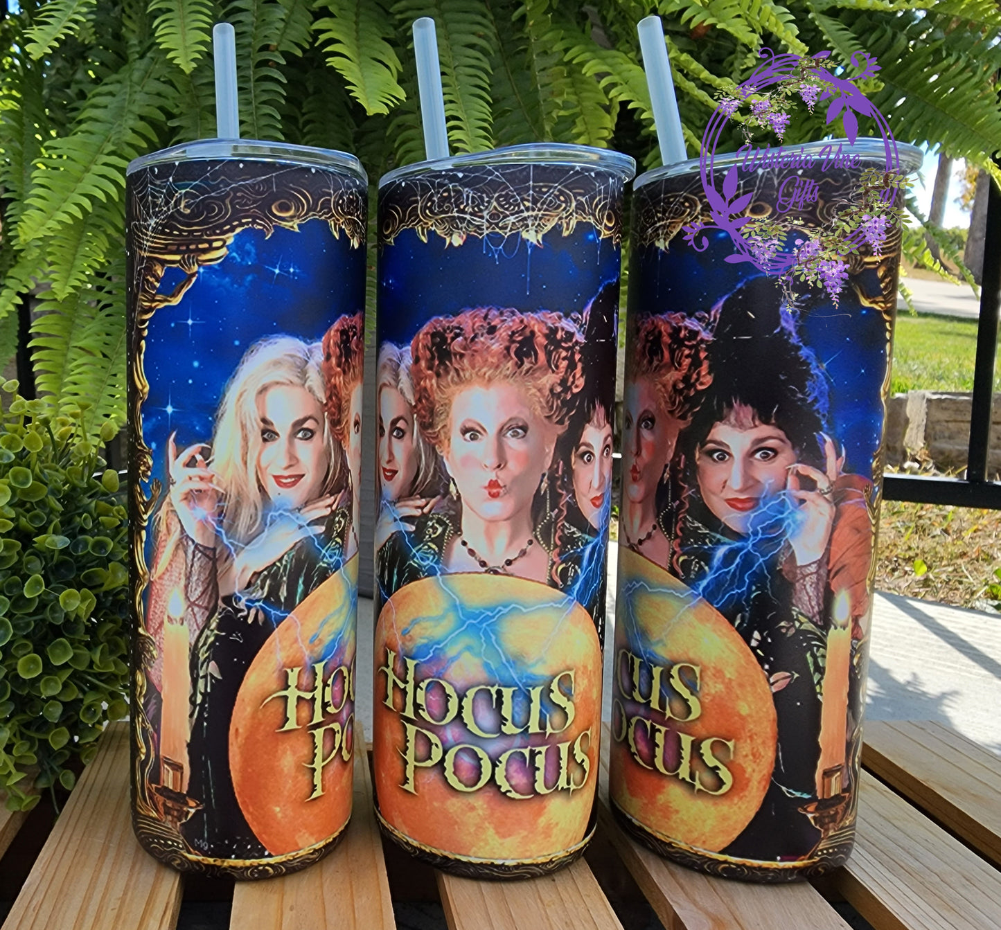 20oz Hocus Pocus (GLOW in the dark) Stainless Steel Double Walled Tumber w/clear straw