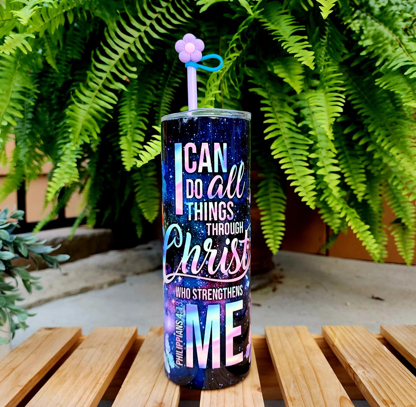 20oz I Can Do All Things Through Christ Stainless Steel Double Walled Tumbler w/straw topper