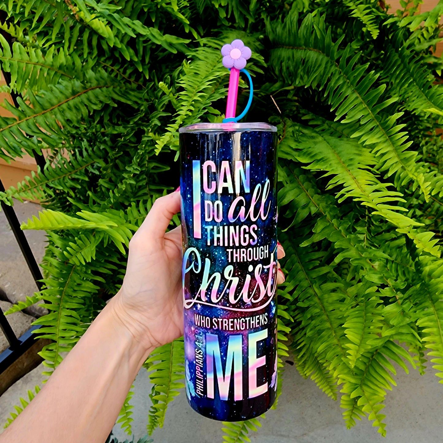 20oz I Can Do All Things Through Christ Stainless Steel Double Walled Tumbler w/straw topper
