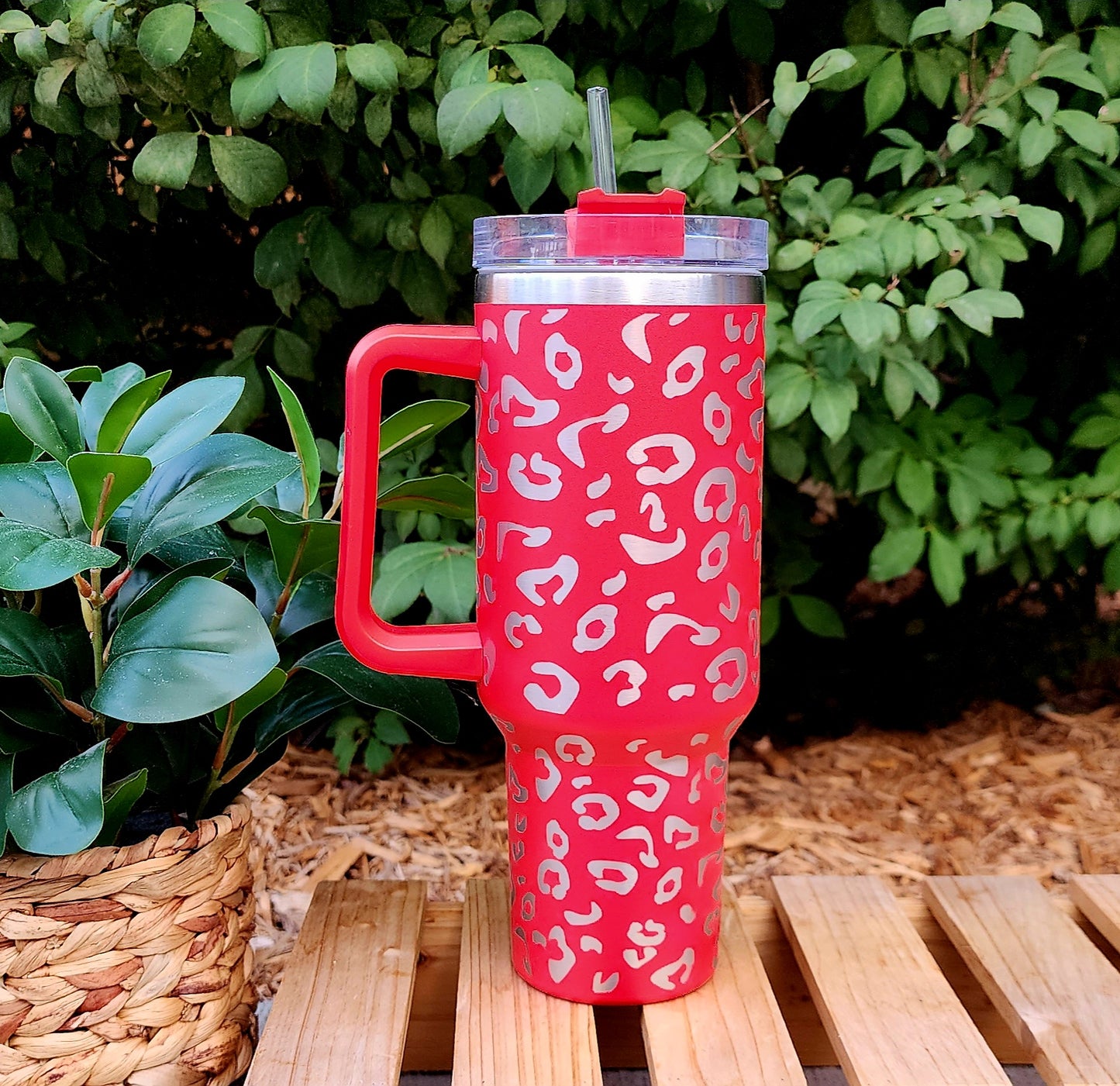 40oz Lazer Printed Stainless Steel Double Walled Tumbler w/handle