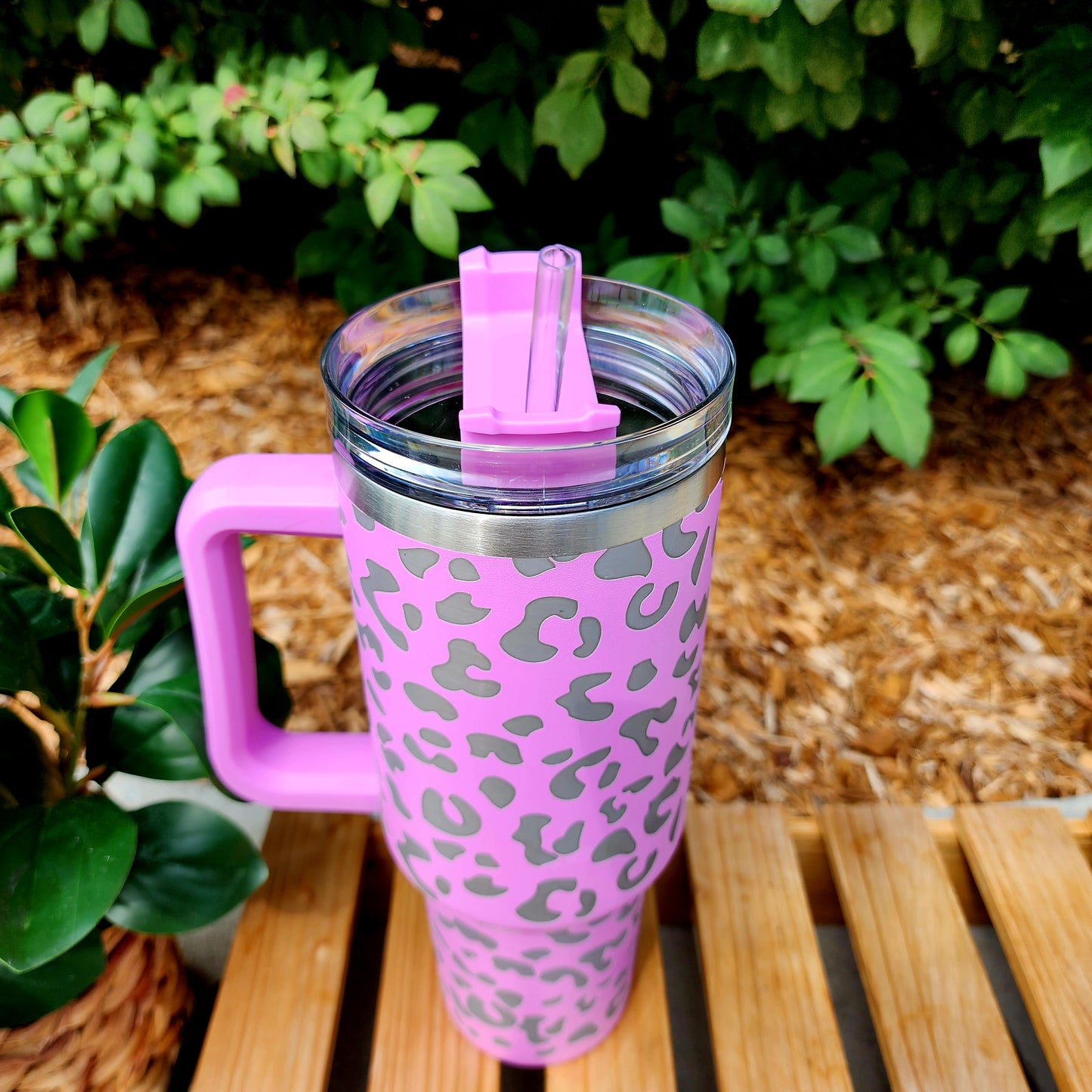 40oz Lazer Printed Stainless Steel Double Walled Tumbler w/handle