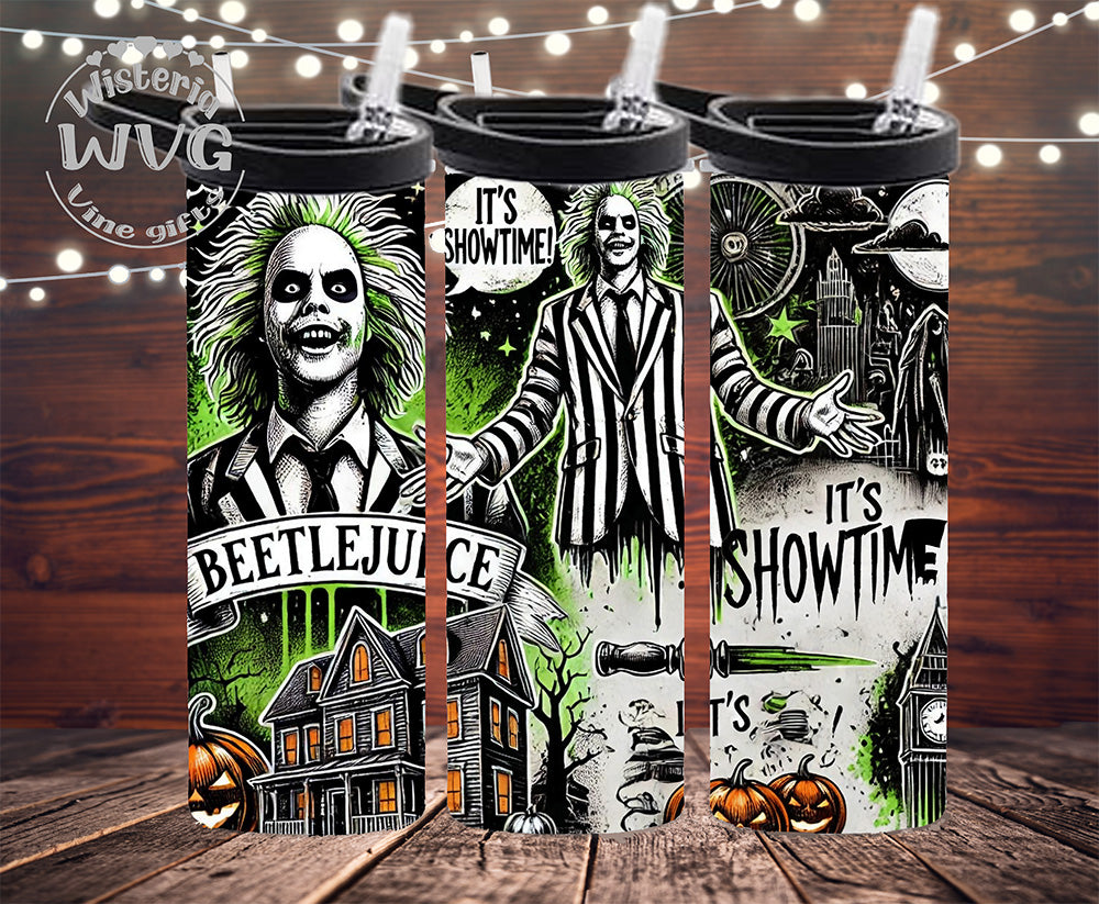 20oz Beetlejuice It's Showtime Stainless Steel Double Walled Tumbler