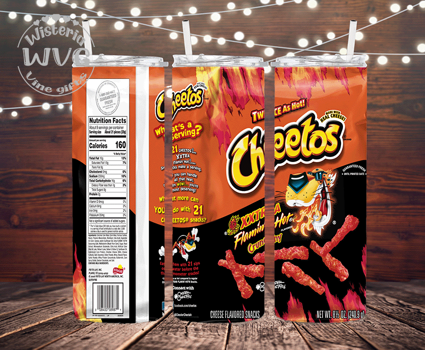 20oz Cheetos Stainless Steel double Walled Tumbler w/clear straw