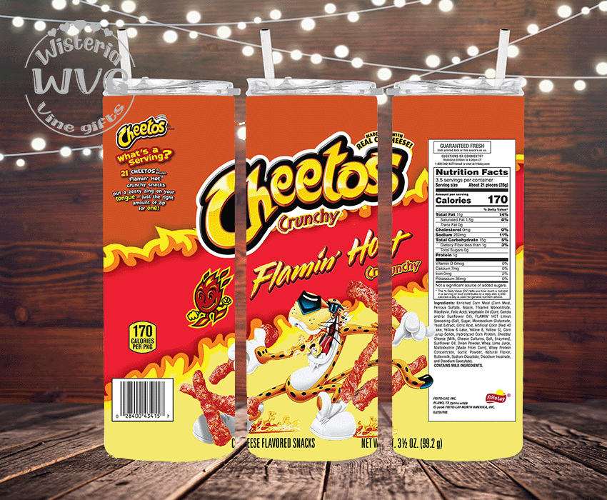 20oz Cheetos Stainless Steel double Walled Tumbler w/clear straw