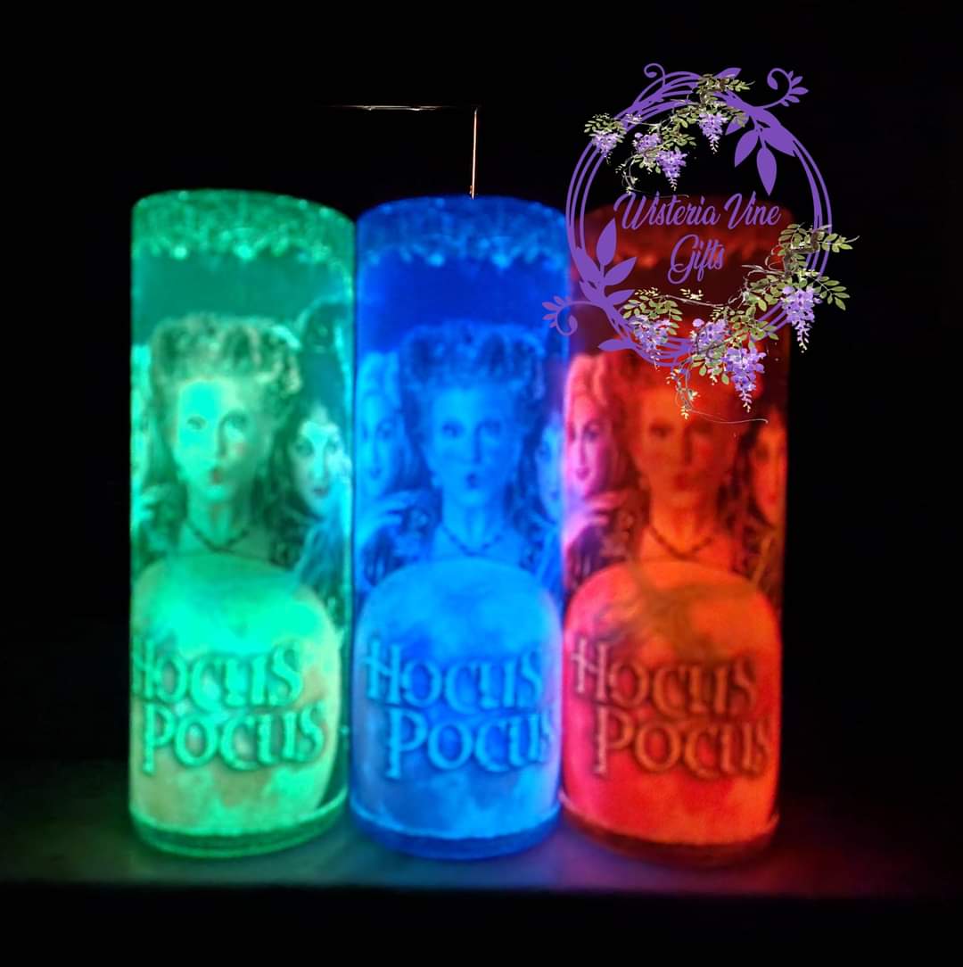 20oz Hocus Pocus (GLOW in the dark) Stainless Steel Double Walled Tumber w/clear straw