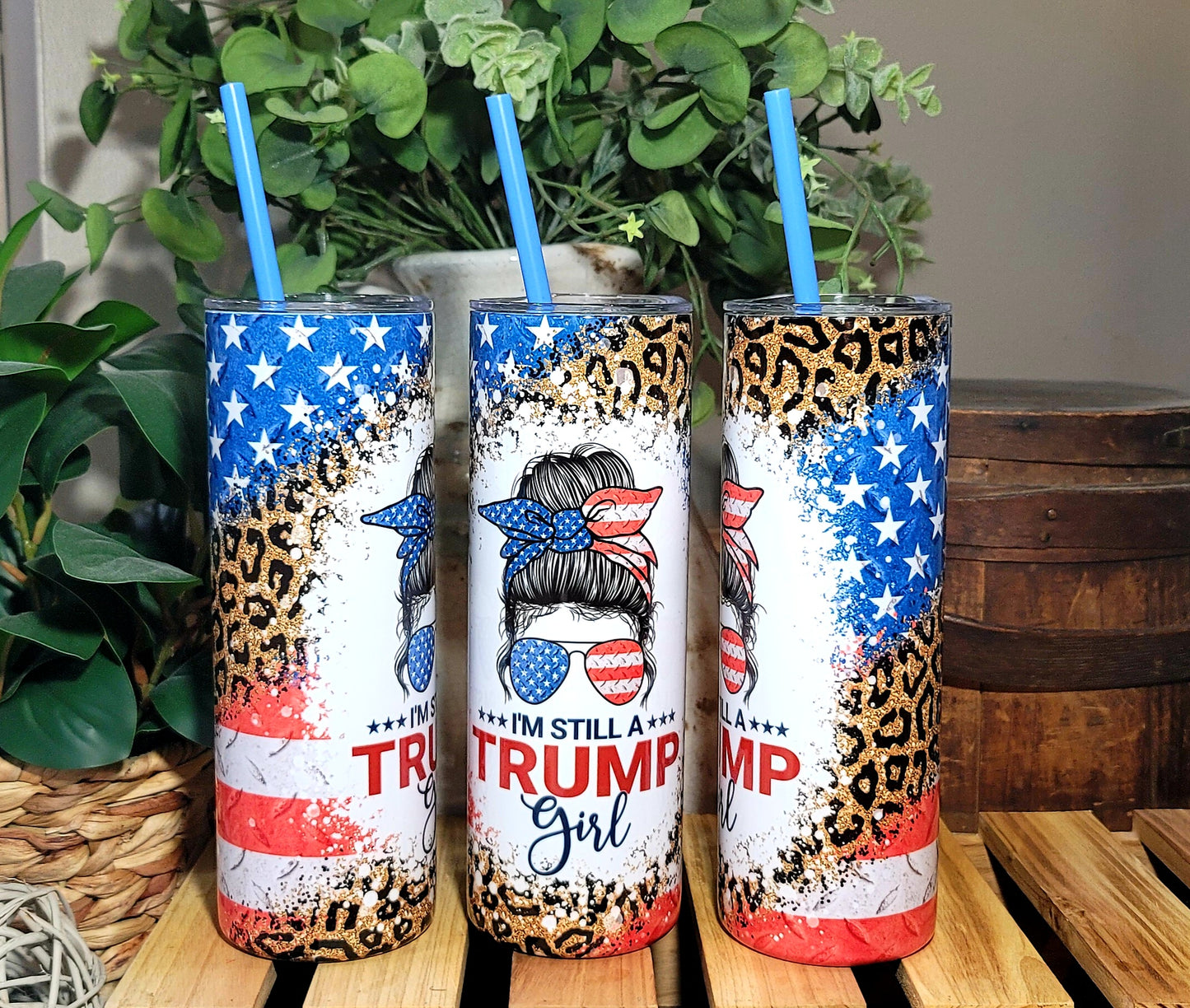 20oz I'm Still A Trump Girl Stainless Steel Double Walled Tumbler (w/clear plastic straw)