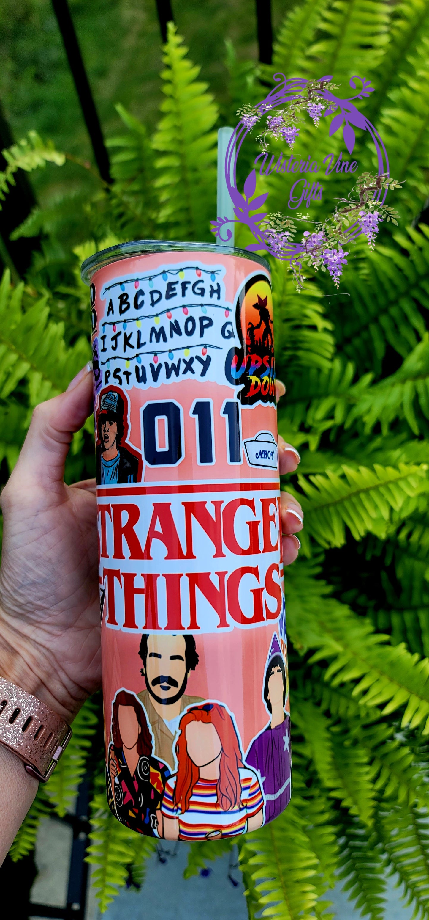 20oz Strange Things Stainless Steel Double Walled Tumbler (w/clear straw)