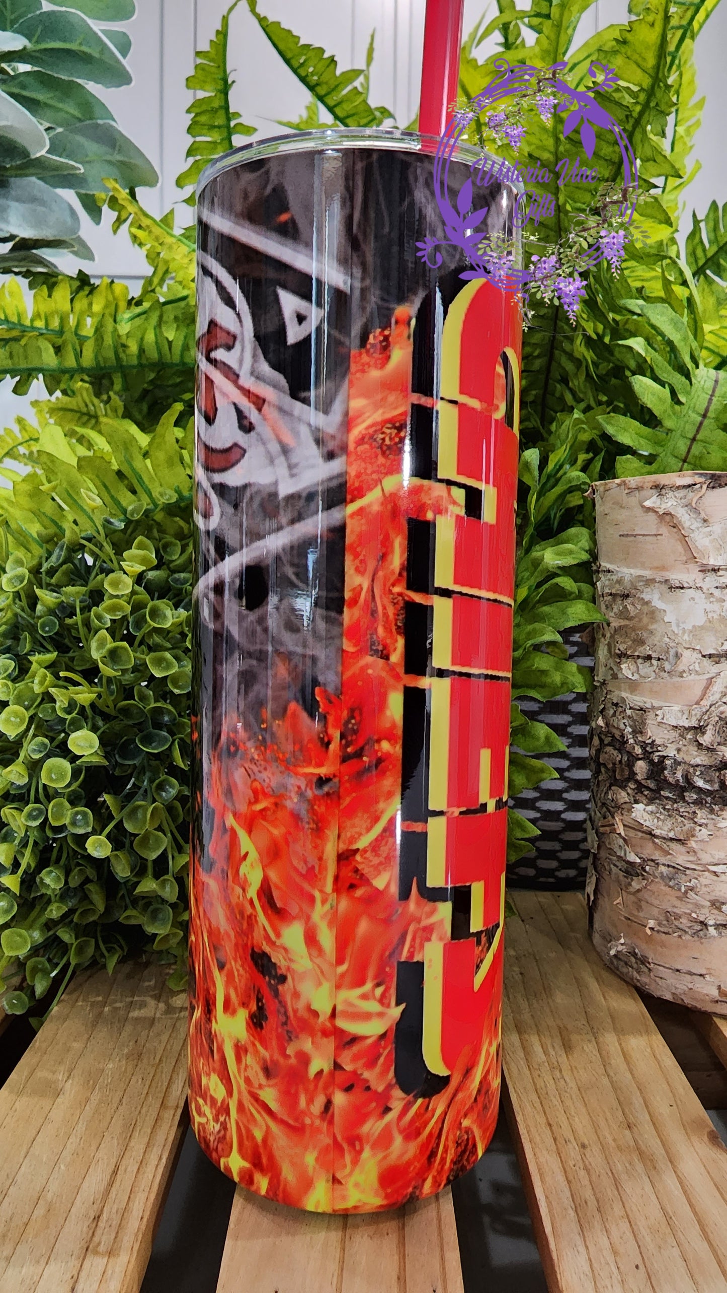 20oz Chiefs Football Stainless Steel Double Walled Tumbler (w/red straw and topper)