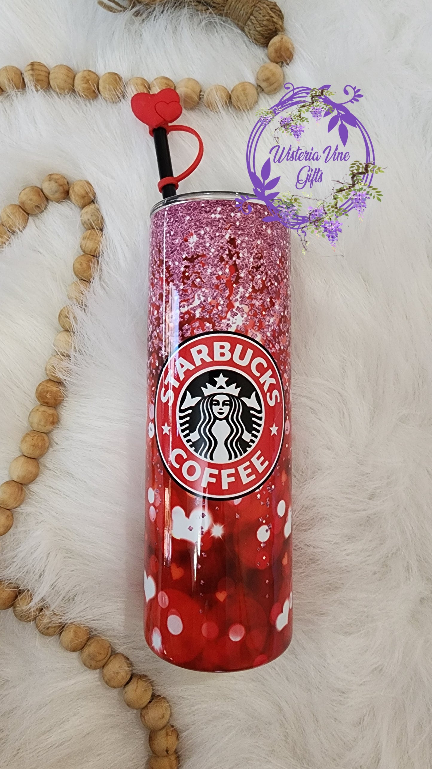 20oz Valentine's Stainless Steel Double Walled Tumbler (w/colored straw & topper) You Choose