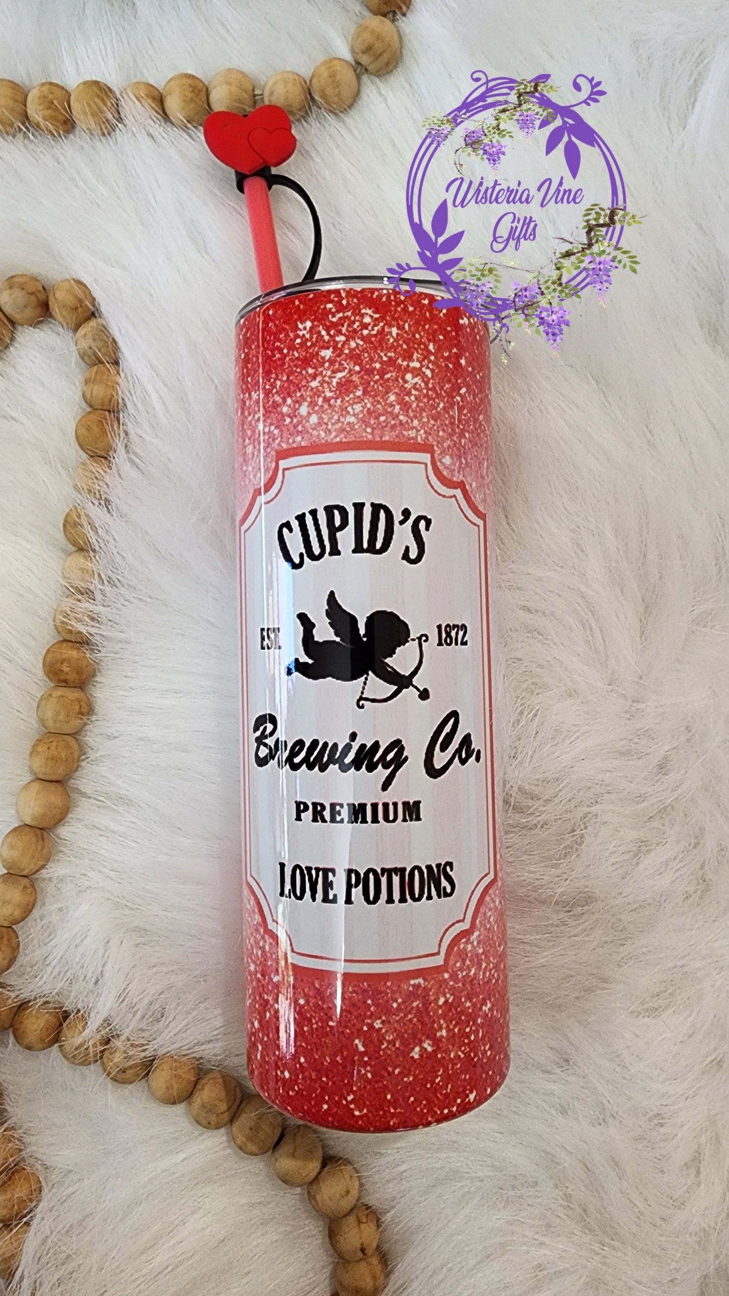 20oz Valentine's Stainless Steel Double Walled Tumbler (w/colored straw & topper) You Choose
