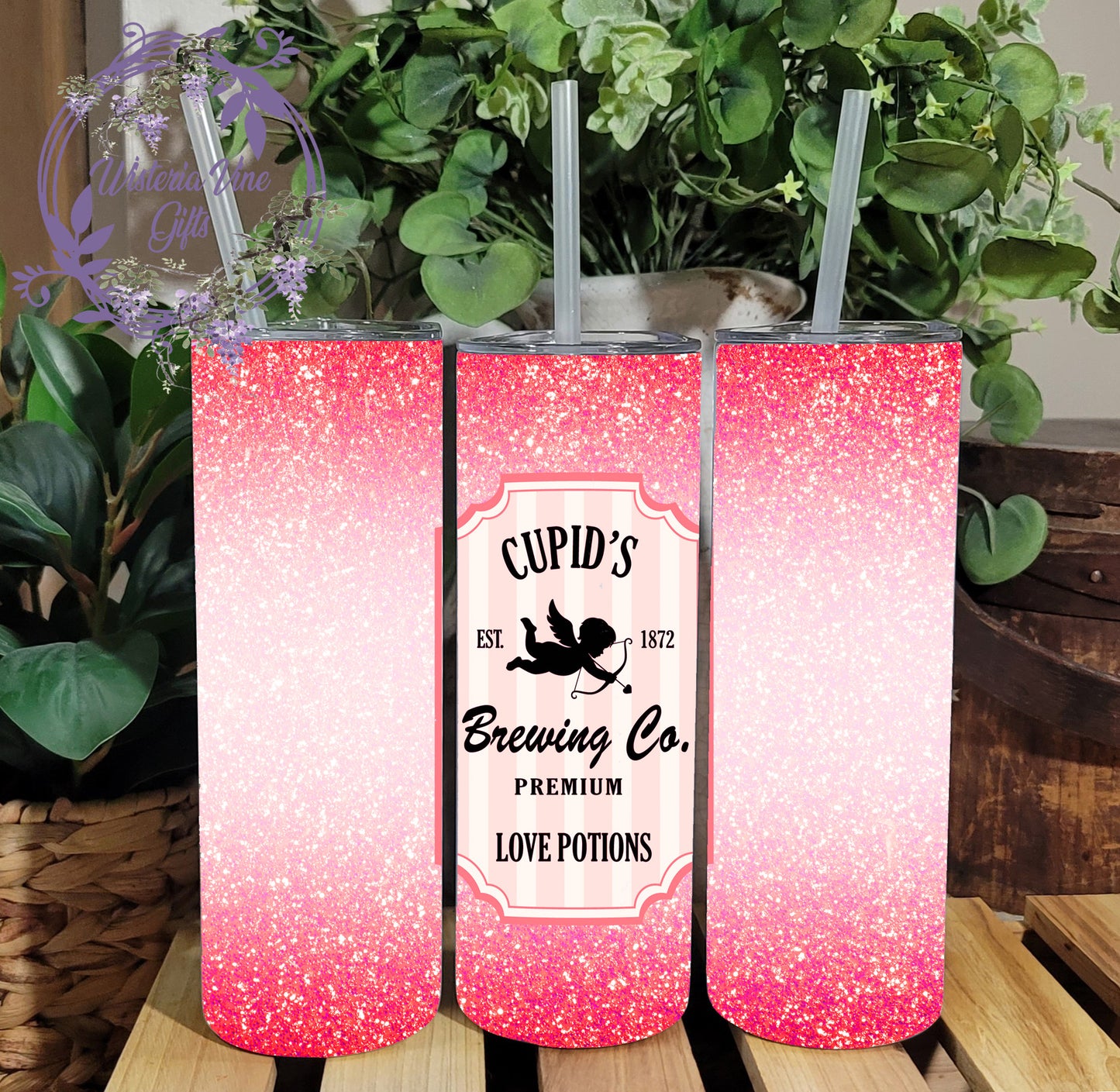 20oz Valentine's Stainless Steel Double Walled Tumbler (w/colored straw & topper) You Choose