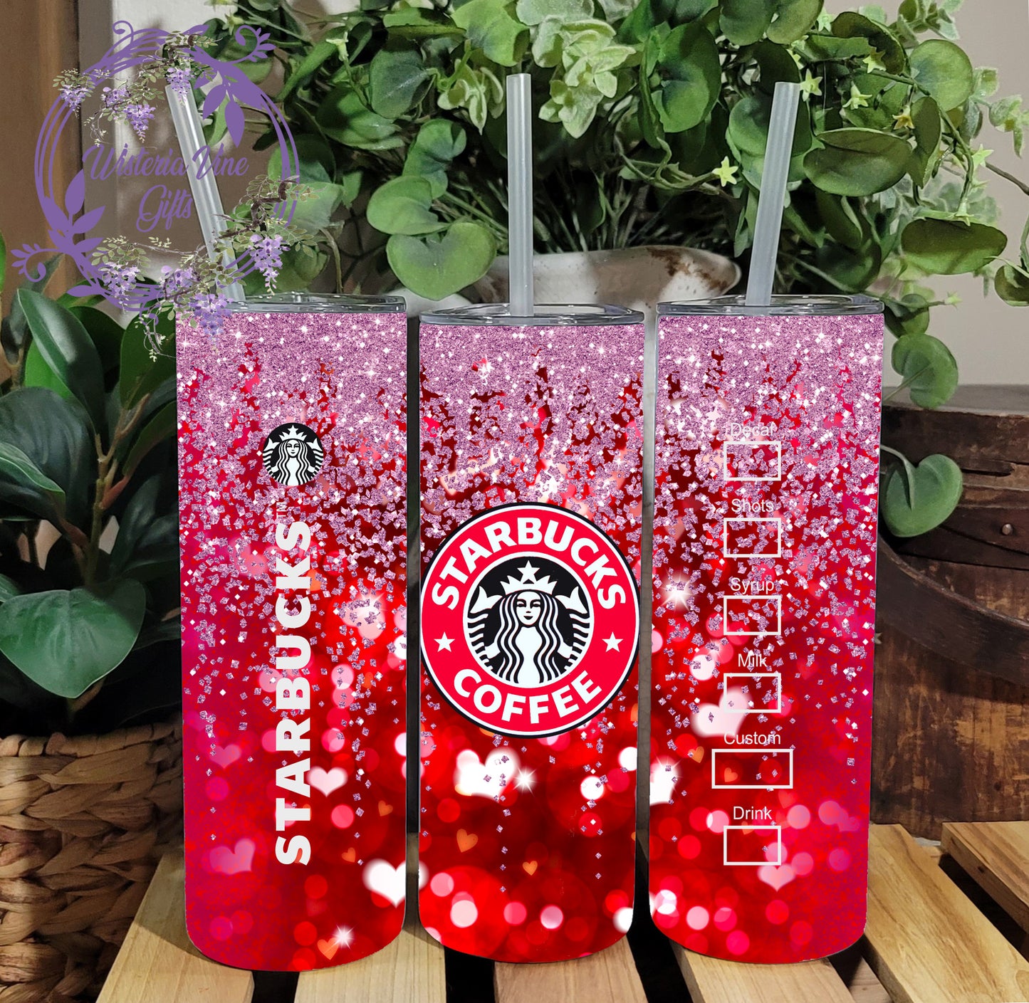 20oz Valentine's Stainless Steel Double Walled Tumbler (w/colored straw & topper) You Choose