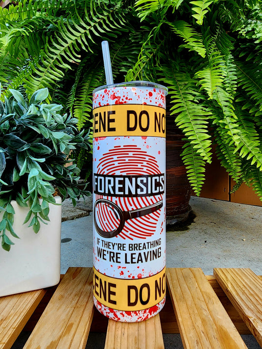 20oz Forensics Stainless Steel Double Walled Tumbler w/clear straw