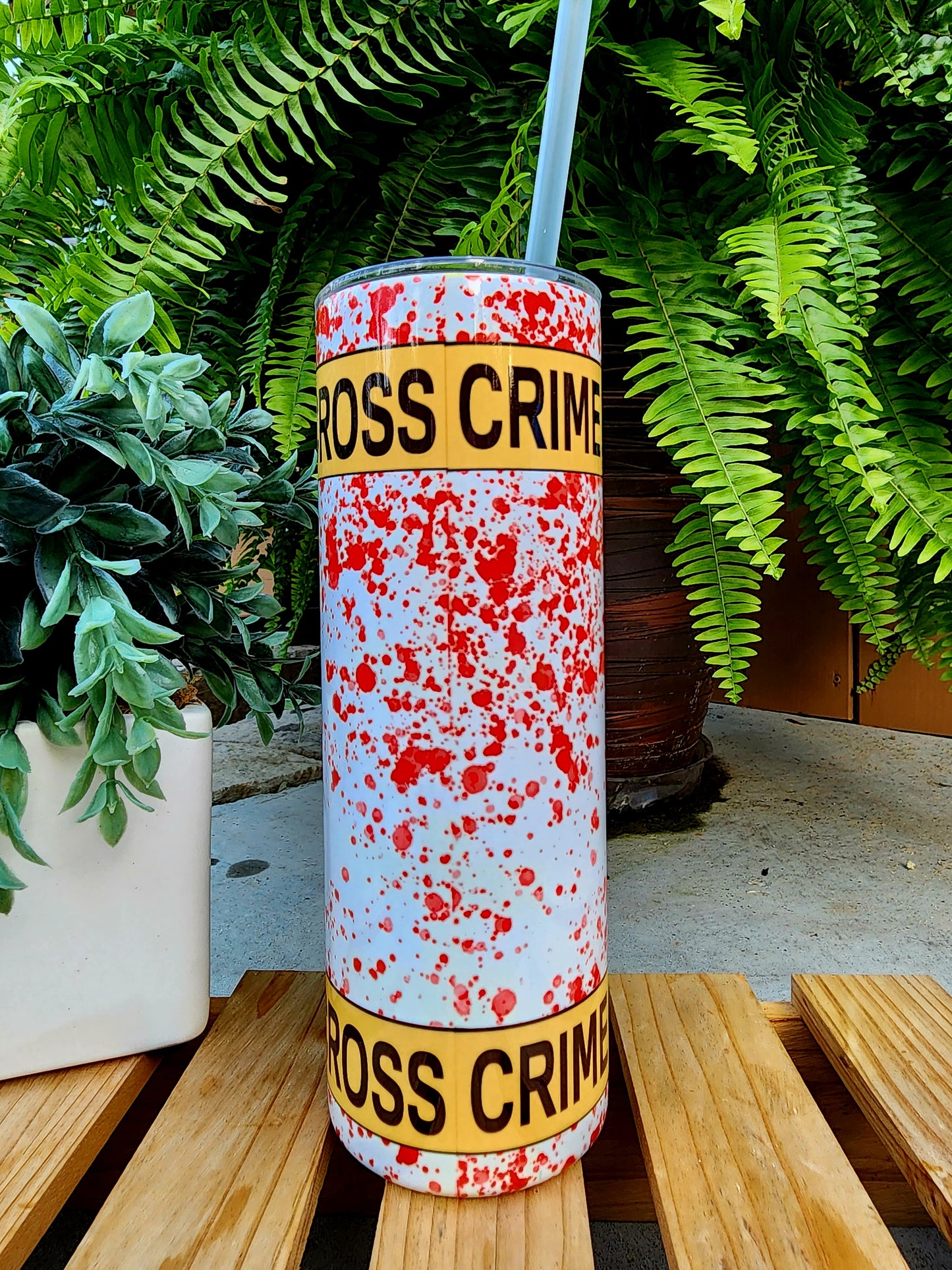 20oz Forensics Stainless Steel Double Walled Tumbler w/clear straw