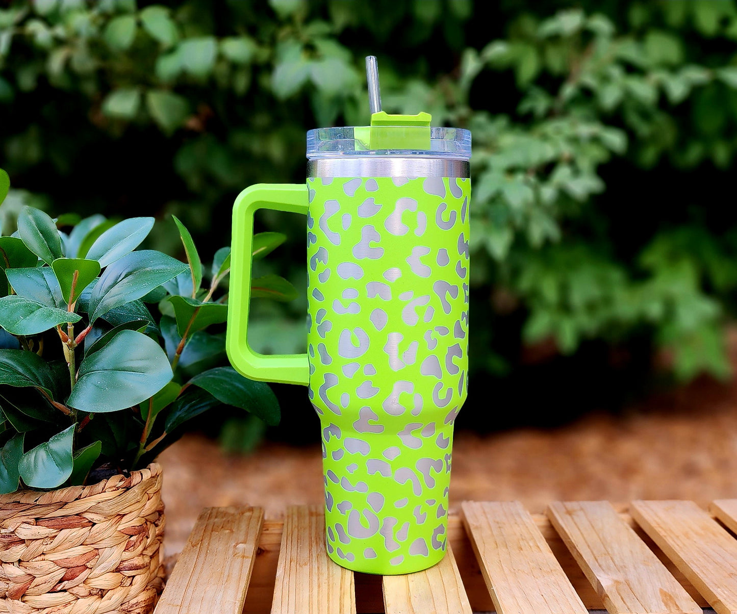 40oz Lazer Printed Stainless Steel Double Walled Tumbler w/handle