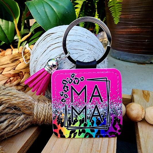 Mama Colorful Leopard Keychain