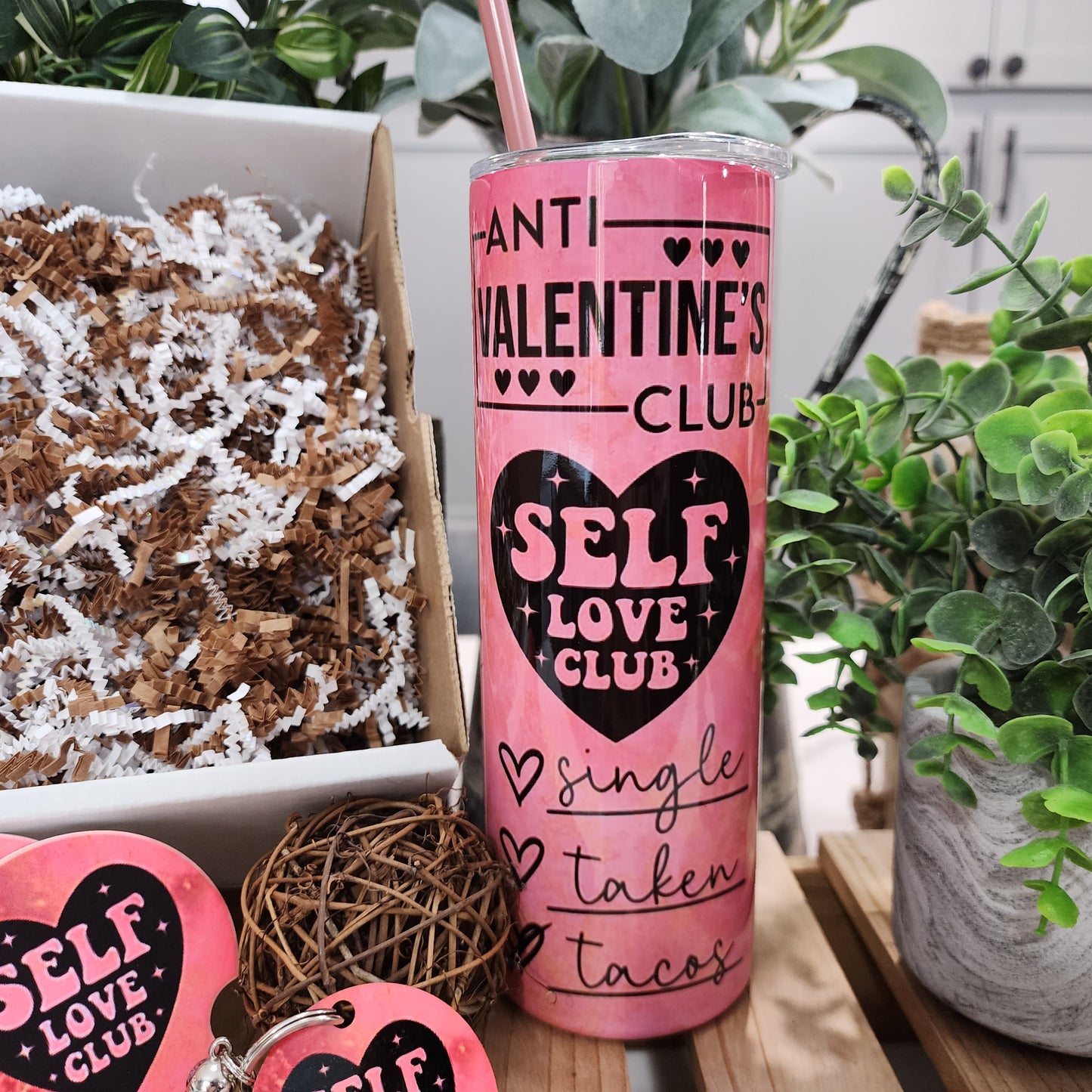 20oz Self Love Club Gift Box Set (Tumbler, Coasters & Keychain)