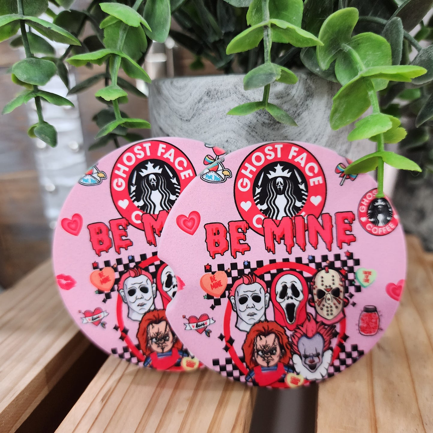 20oz Ghost Face Coffee, Be Mine, Horror Valentine Gift Box Set (Tumbler, Coasters & Keychain)