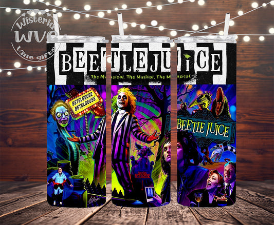 30oz Beetlejuice Stainless Steel Double Walled Tumbler w/straw