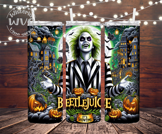 Beetlejuice Inspired Green Pumpkins Stainless Steel Double Walled Tumbler