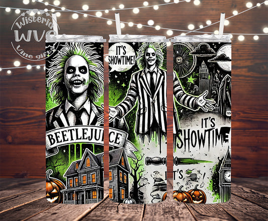 20oz Beetlejuice It's Showtime Stainless Steel Double Walled Tumbler