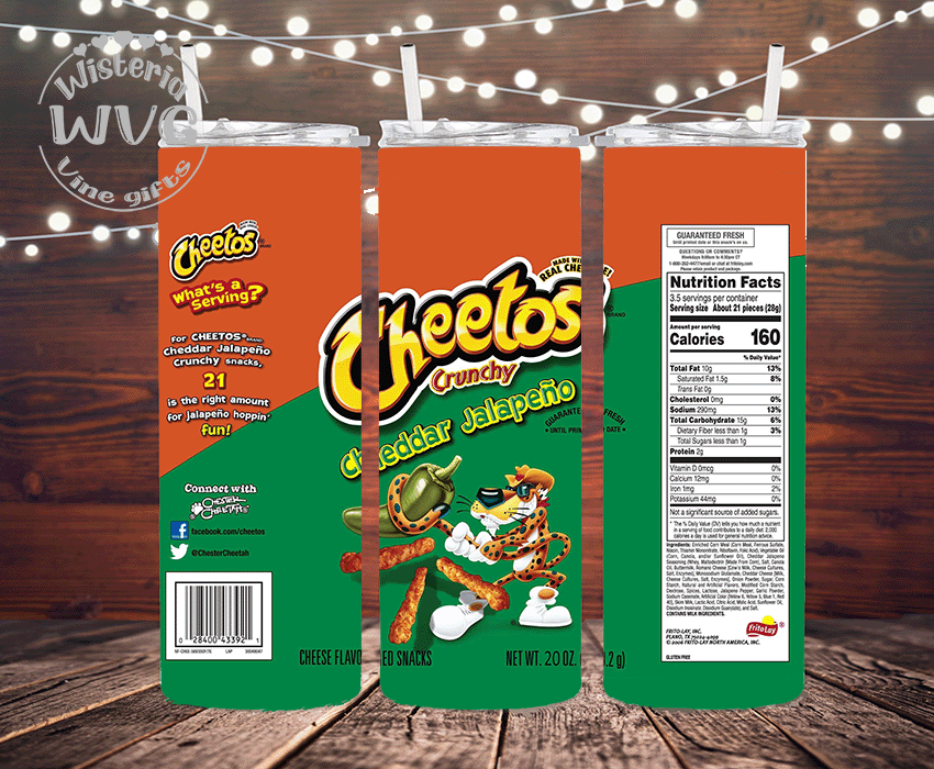 20oz Cheetos Stainless Steel double Walled Tumbler w/clear straw