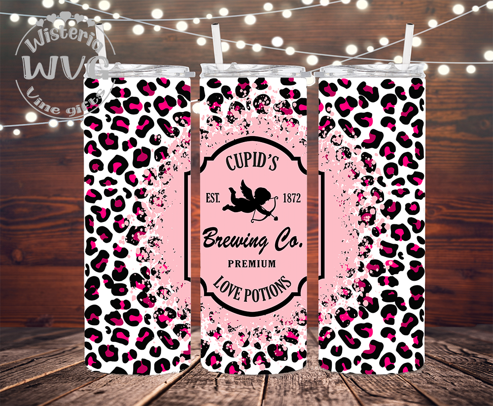 30oz Valentines Cupids Brewing Co, Love Potions Stainless Steel Double Walled Tumbler w/clear straw