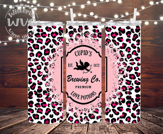 30oz Valentines Cupids Brewing Co, Love Potions Stainless Steel Double Walled Tumbler w/clear straw