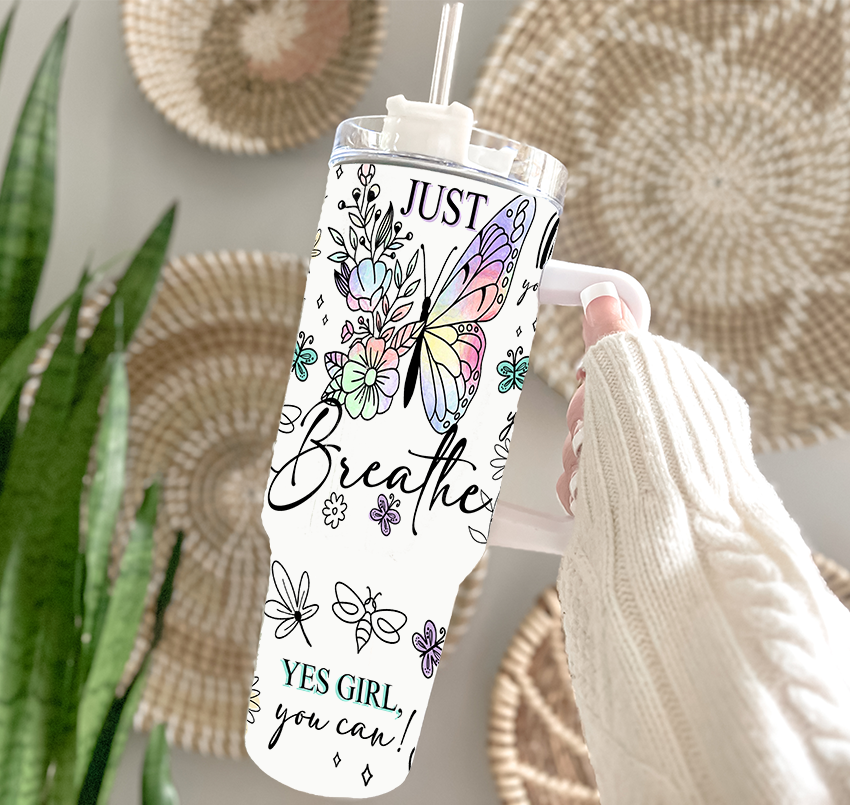 40oz Just Breathe Stainless Steel Double Walled Tumbler