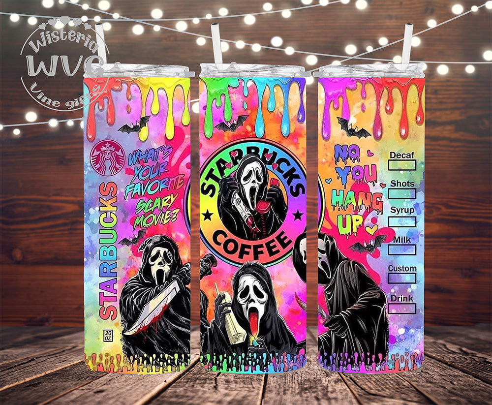 20oz Scary Movie Neon Drip Stainless Steel Double Walled Tumbler