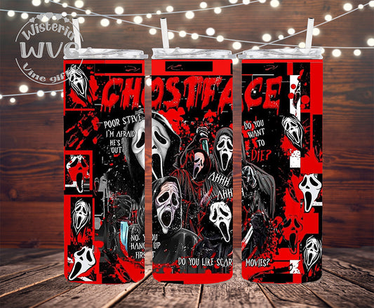 20oz Ghost Face Stainless Steel Double Walled Tumbler