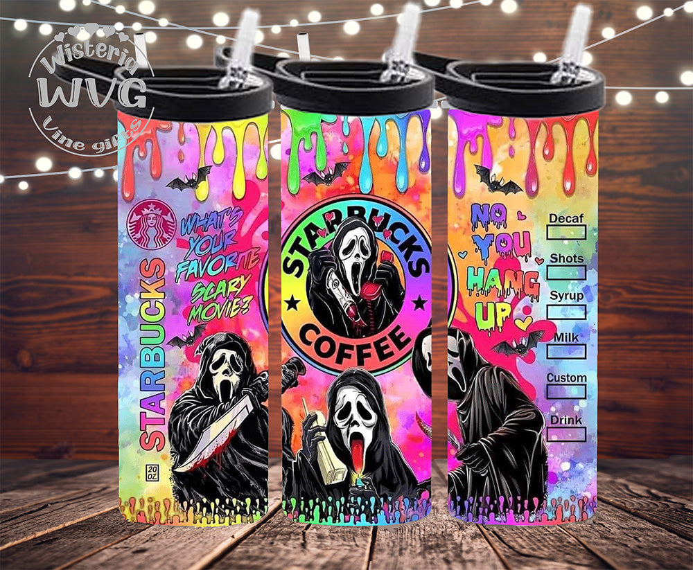 20oz Scary Movie Neon Drip Stainless Steel Double Walled Tumbler