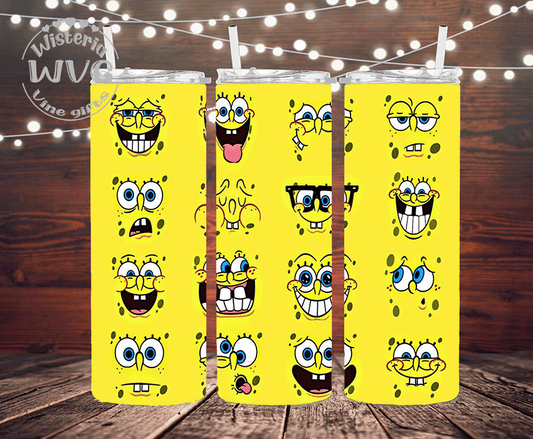 30oz SpongeBob, Cartoon Stainless Steel Double Walled Tumbler w/clear straw