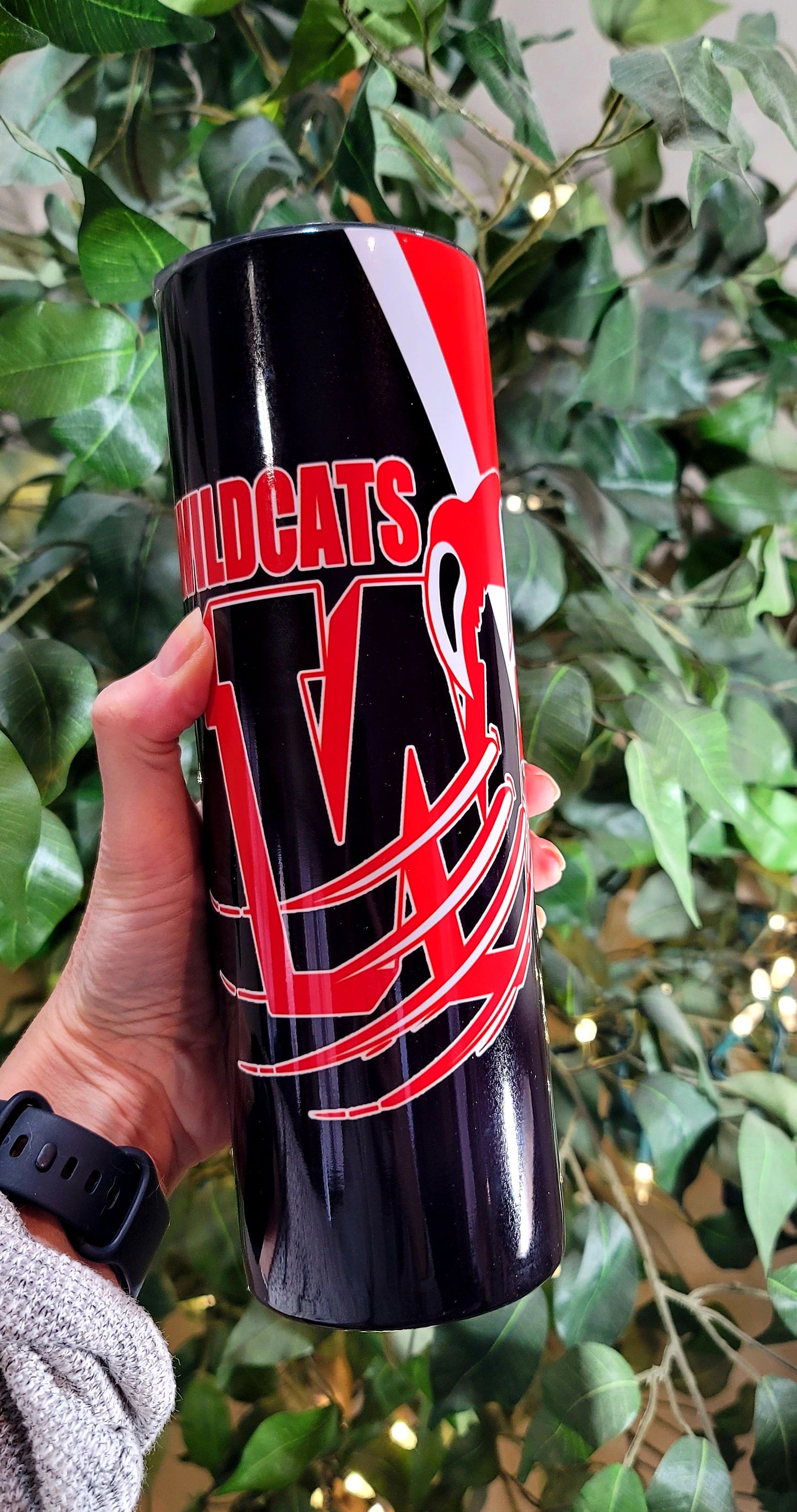 30oz Wildcats Novinger Stainless Steel Double Walled Tumbler (w/clear plastic straw)