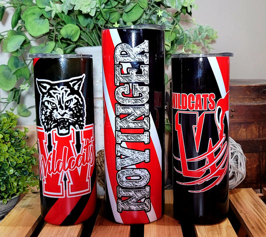 20oz Wildcats Novinger Stainless Steel Double Walled Tumbler (w/clear plastic straw)
