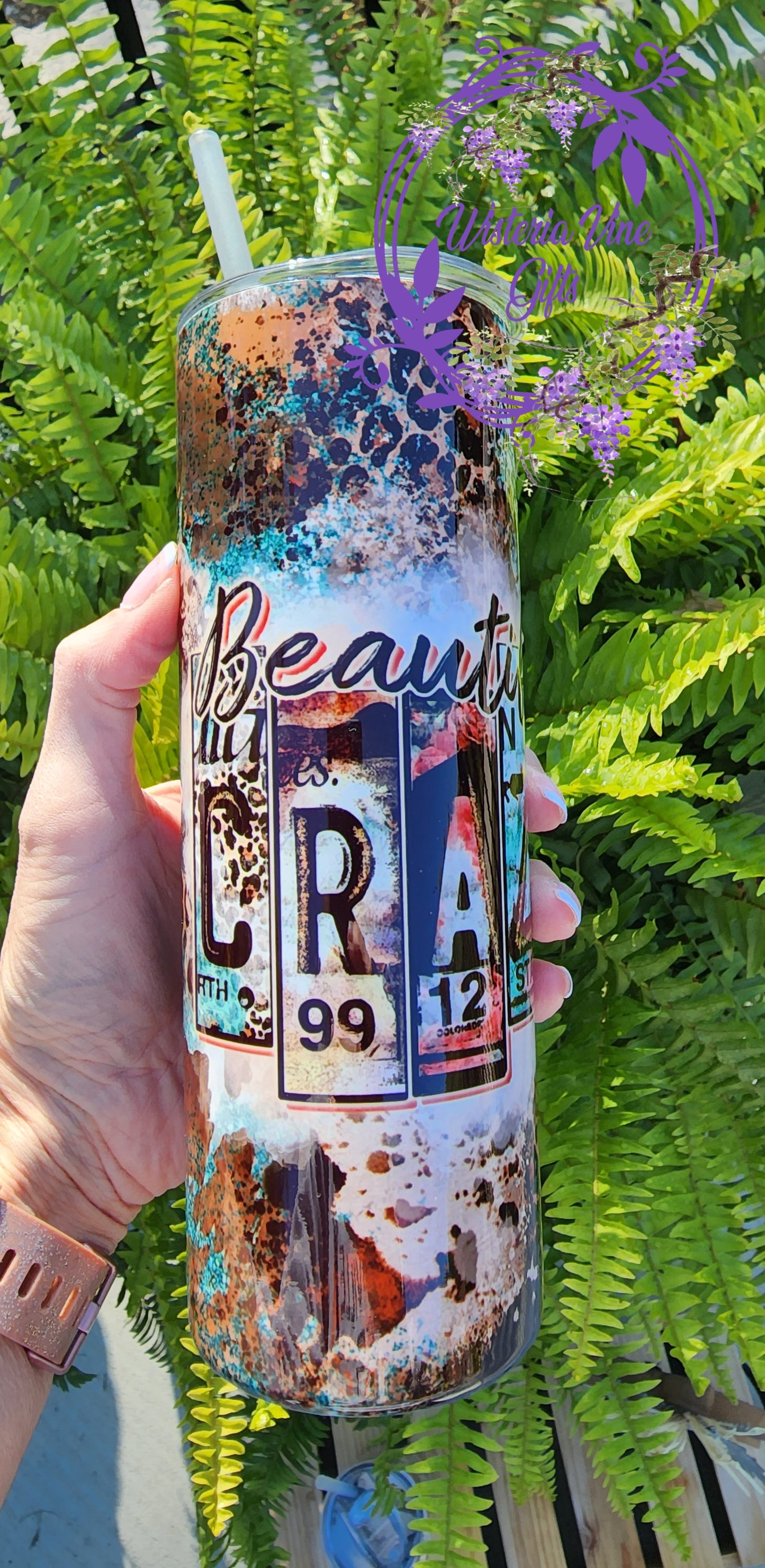 20oz Beautiful Crazy Stainless Steel Double Walled Tumbler (w/clear straw)