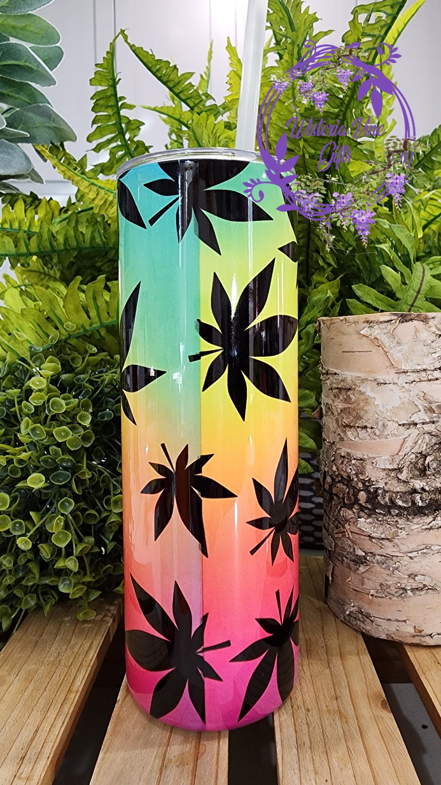 20oz Winnie The Pot Head Stainless Steel Double Walled Tumbler (w/clear plastic straw)