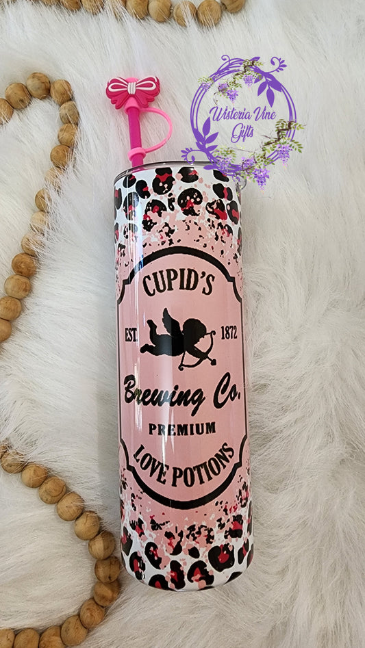 20oz Cupids Brewing Co. Stainless Steel Double Walled Tumbler (w/colored straw and topper)