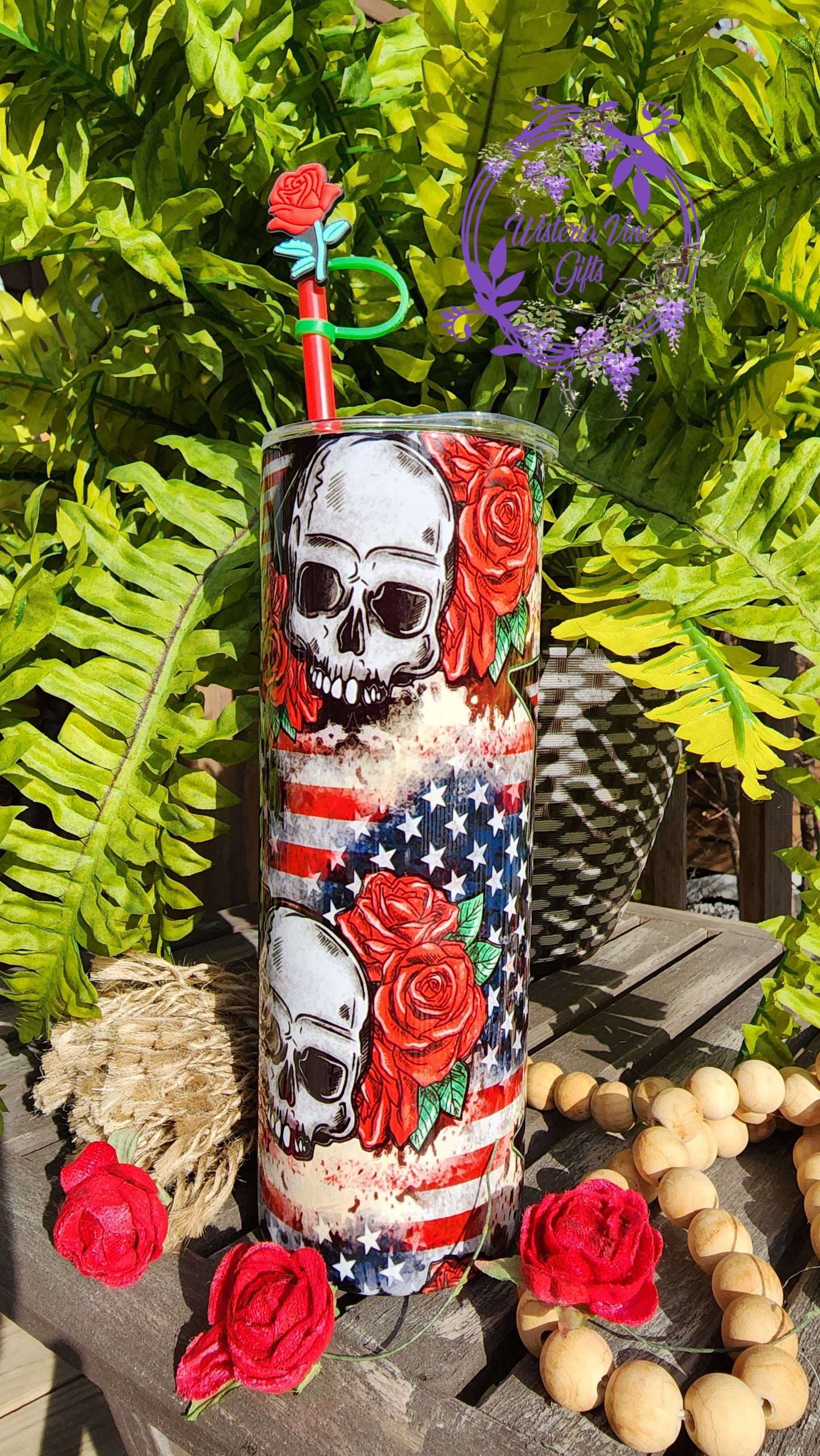 20oz Roses & Skull Stainless Steel Double Walled Tumbler (Gift Box Set)