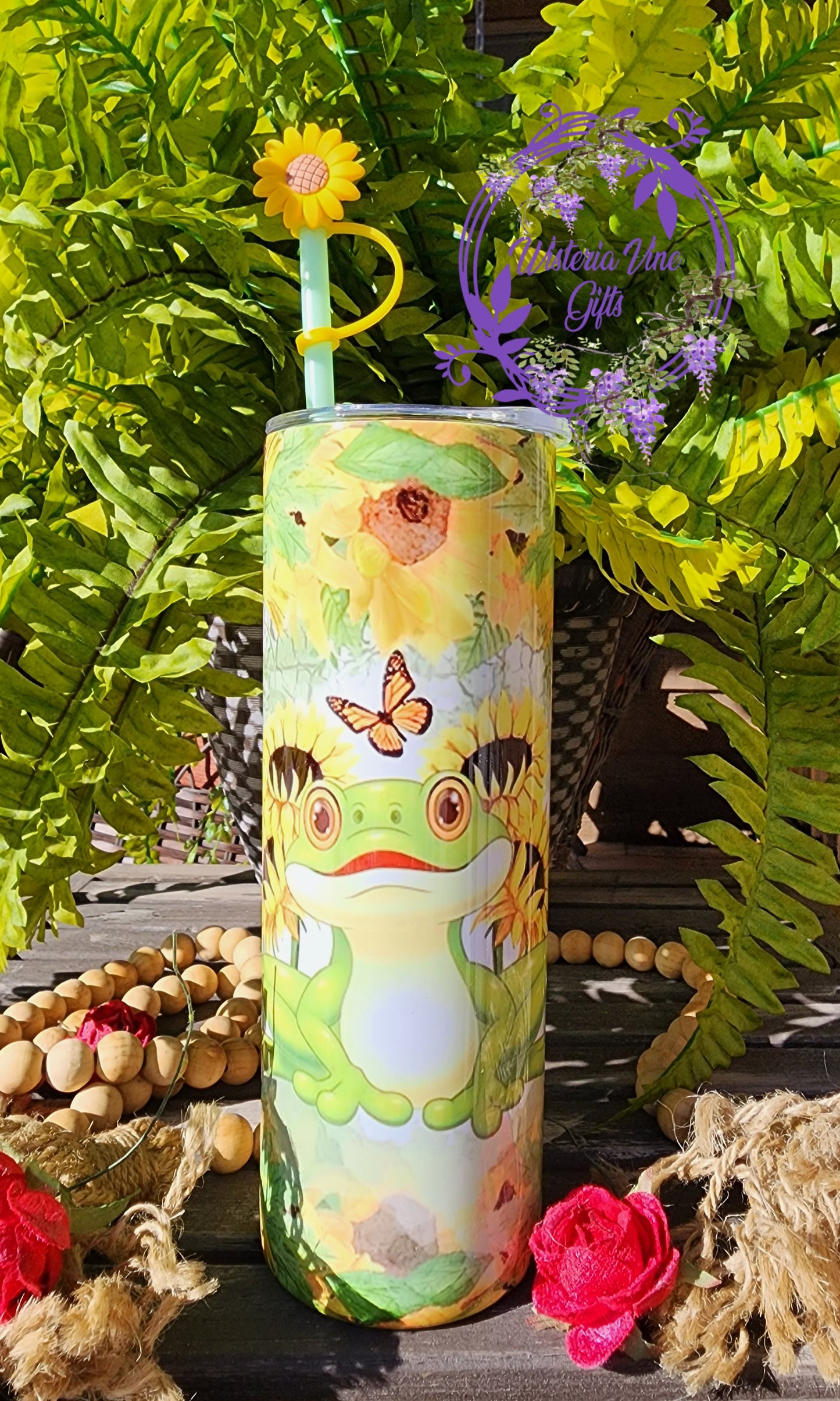 20oz Sunflowers n Frogs Stainless Steel Double Walled Tumbler (Gift Box Set)