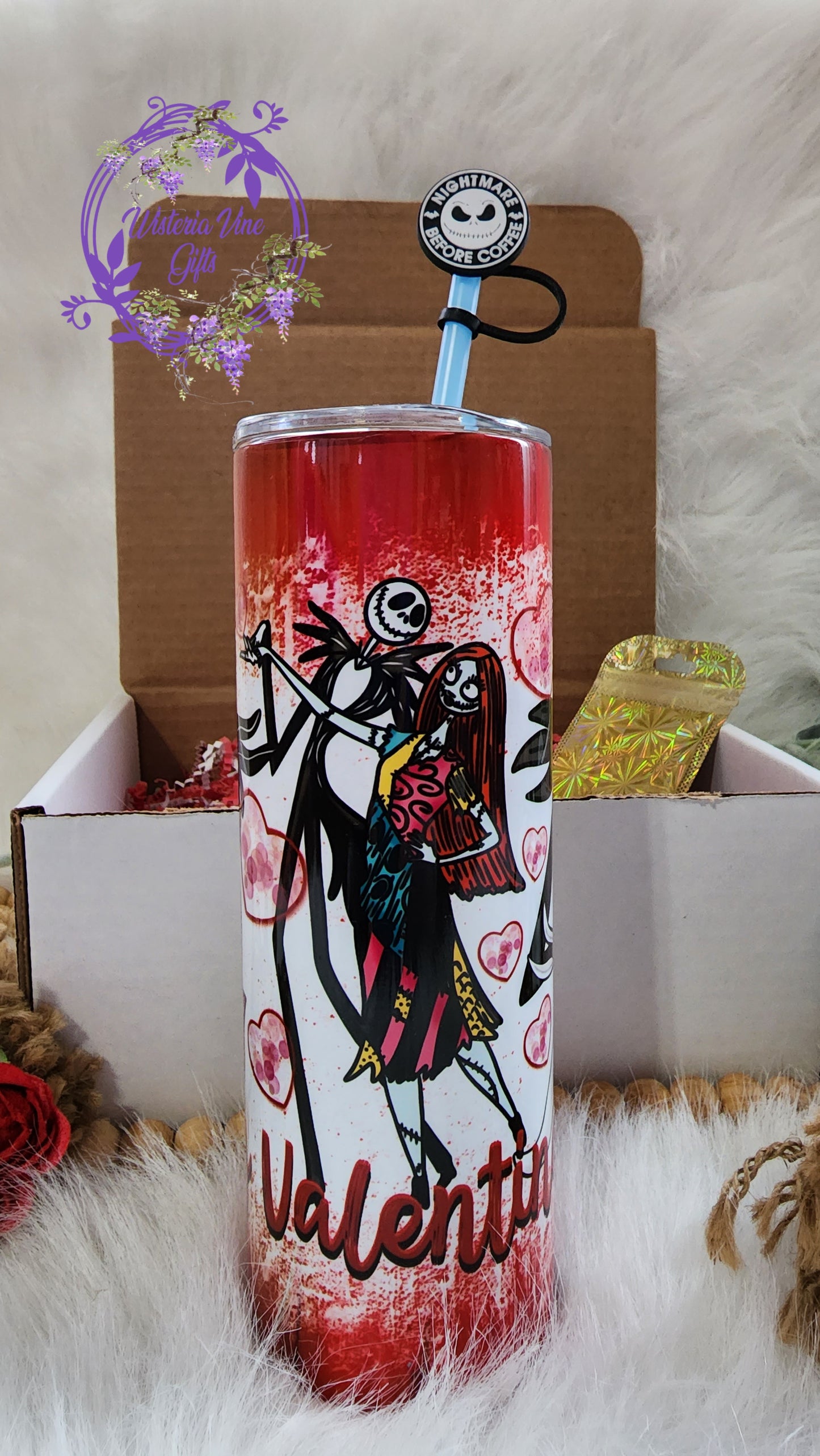 20oz My Valentine's Nightmare Before Christmas Stainless Steel Double Walled Tumbler (Gift Box Set)