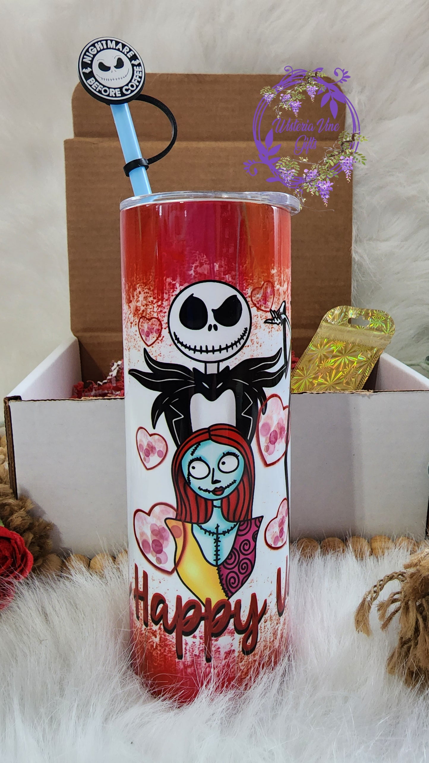 20oz My Valentine's Nightmare Before Christmas Stainless Steel Double Walled Tumbler (Gift Box Set)