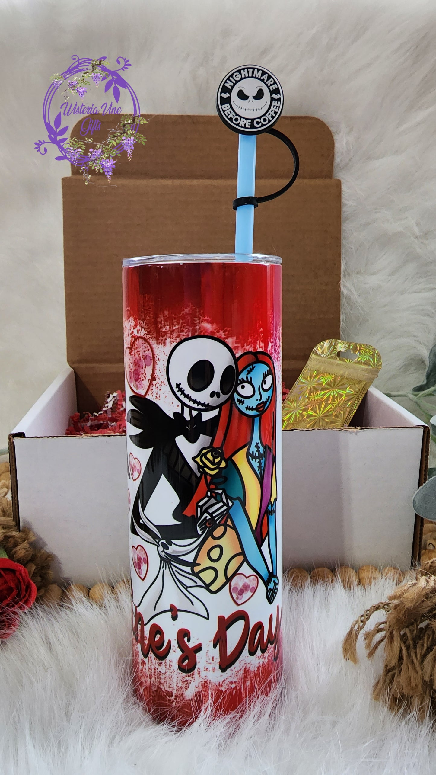 20oz My Valentine's Nightmare Before Christmas Stainless Steel Double Walled Tumbler (Gift Box Set)