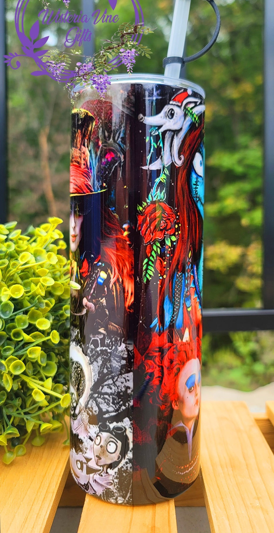 20oz Beetlejuice, Jack & Sally, Mad Hatter Stainless Steel Double Walled Tumbler (w/clear straw)