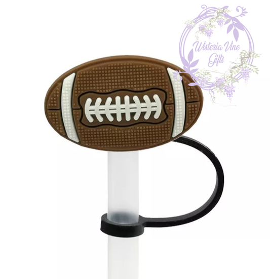 6pc Football Straw Silicone Charm Topper