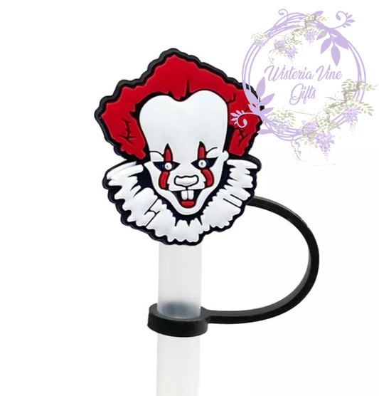 6 pieces It, Pennywise, Halloween, Horror, Clown Silicone Straw Charm Topper